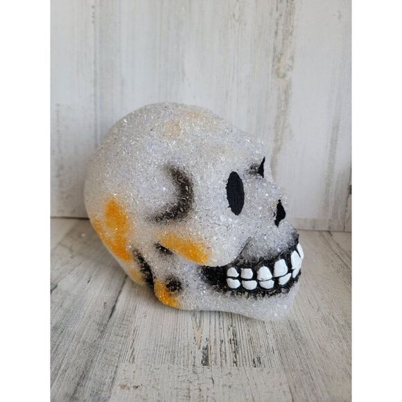 Seasons melted plastic AS IS skeleton head Halloween prop - Picture 1 of 8